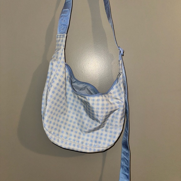 Baggu Light Blue Gingham Medium Crescent nylon - Picture 1 of 3